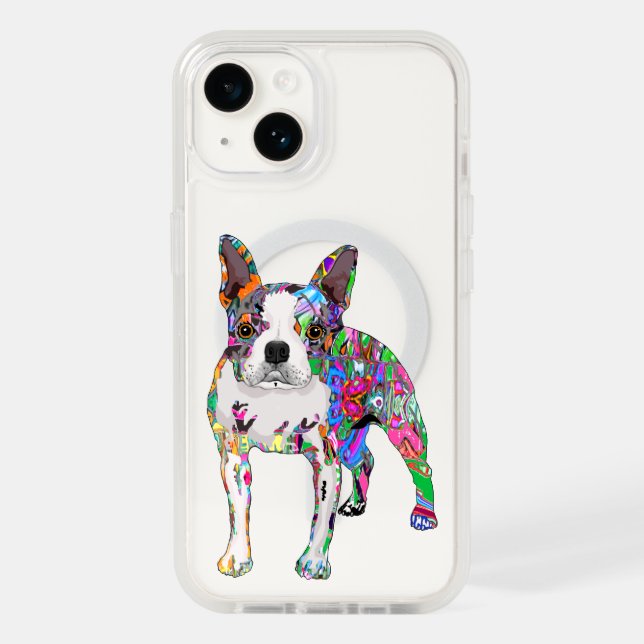 Colorful Boston Terrier graffiti Otterbox iPhone Case (Back)