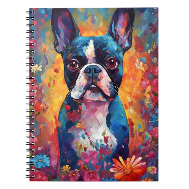 Colorful Boston Terrier Notebook (Front)