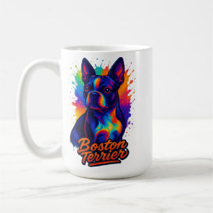 Colorful Boston Terrier Pop Art Portrait Coffee Mug