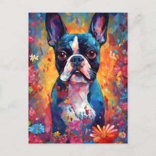 Colorful Boston Terrier Postcard
