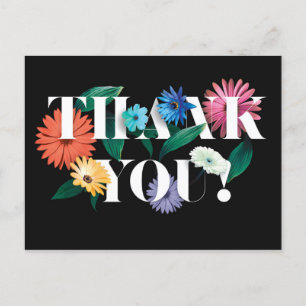 Colorful Botanic Wedding Thank You Postcards V01