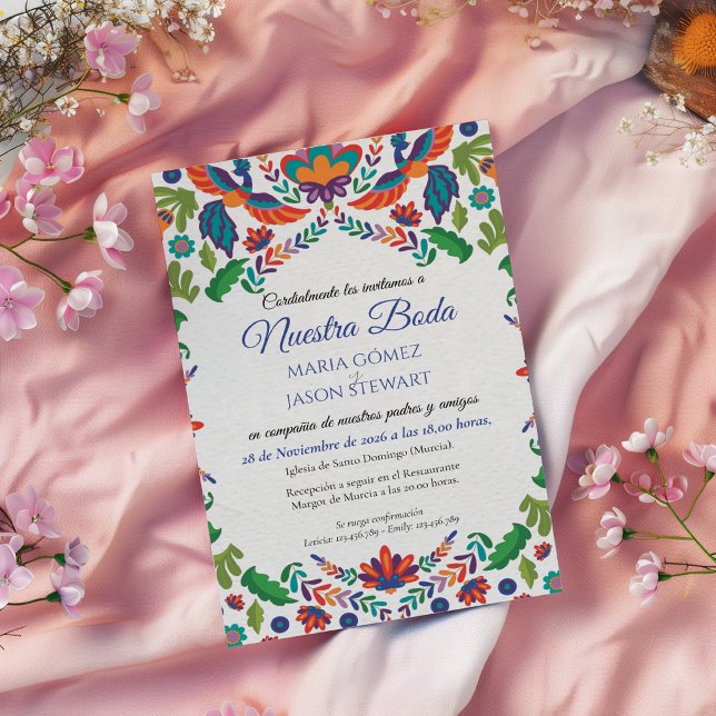 Colorful Botanical Aesthetic Boda Spanish Wedding Invitation (Colorful Botanical Aesthetic Boda Spanish Wedding Invitation)