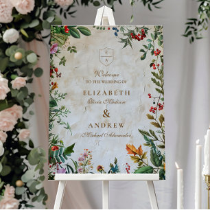 Colorful Botanical Berry Wedding Foam Board