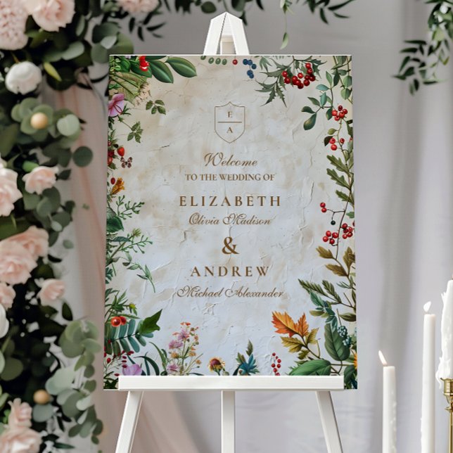 Colorful Botanical Berry Wedding Foam Board (Creator Uploaded)