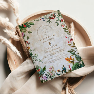Colorful Botanical Berry Wedding Invitation