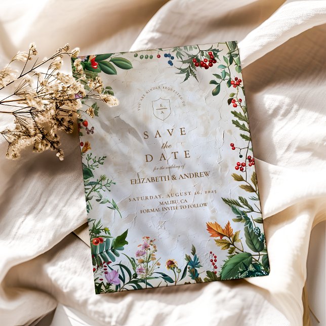 Colorful Botanical Berry Wedding Save The Date (Creator Uploaded)