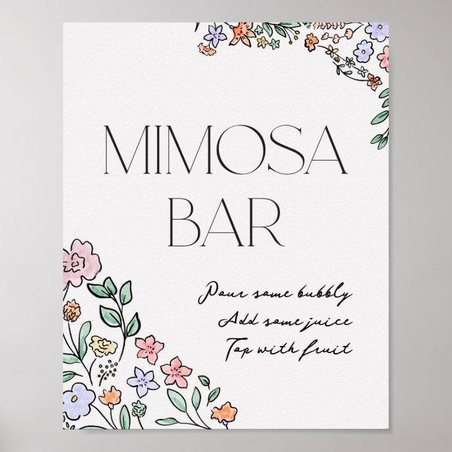 Colorful Botanical Bridal Shower Mimosa Sign (Front)