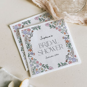 Colorful Botanical Bridal Shower Napkins
