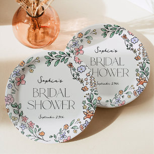 Colorful Botanical Bridal Shower Paper Plates