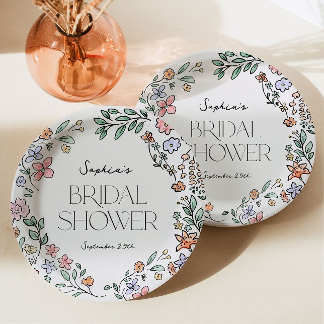 Colorful Botanical Bridal Shower Paper Plates (Creator Uploaded)