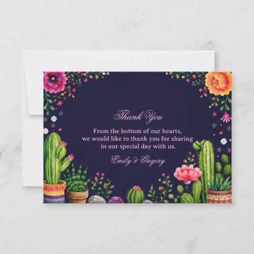 Colorful Botanical Desert Mexican Thank You Card
