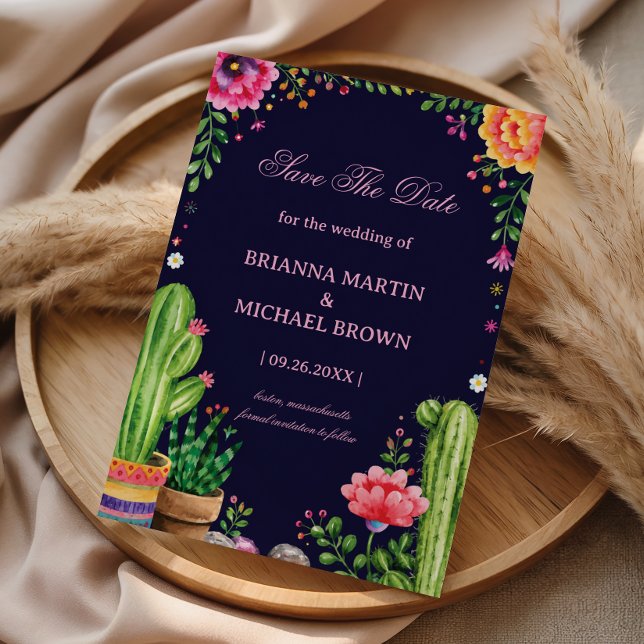 Colorful Botanical Desert Romantic Mexican Save The Date (Creator Uploaded)