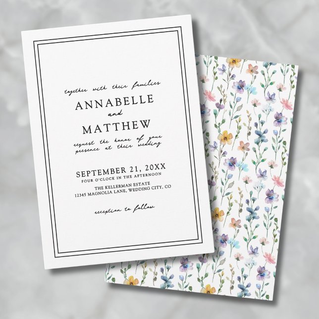 Colorful Botanical Elegant Wildflower Wedding Invitation (Colorful Botanical Elegant Wildflower Wedding Invitation)