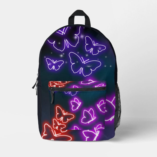 Colorful Botanical Fantasy Artwork Printed Backpack (Front)