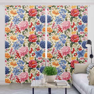 Colorful Botanical Floral Flower Pattern Blackout Curtains