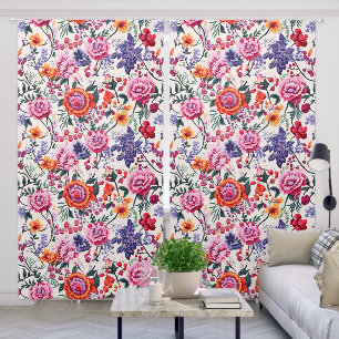 Colorful Botanical Floral Flower Pattern Blackout Curtains