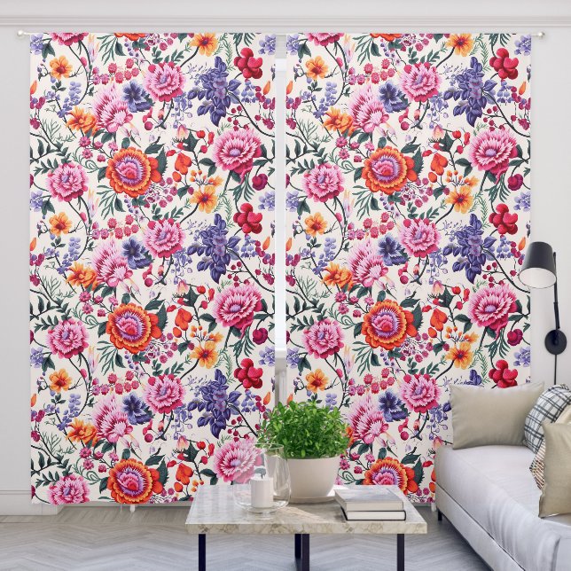 Colorful Botanical Floral Flower Pattern Blackout Curtains (Living Room)