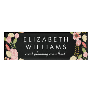 Colorful Botanical Floral Name Tag