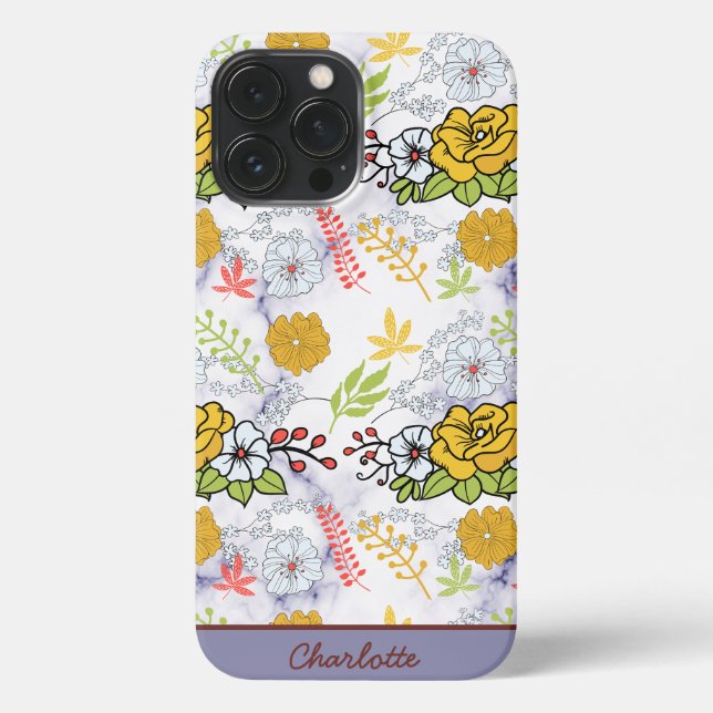 Colorful botanical floral pattern personalized iPhone case (Back)