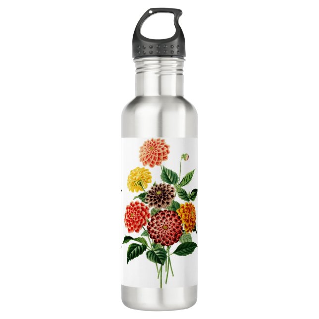 Colorful Botanical Flowers Bouquet Water Bottle (Front)