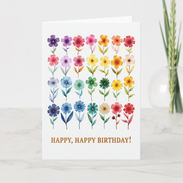 Colorful Botanical Grid Card (Front)