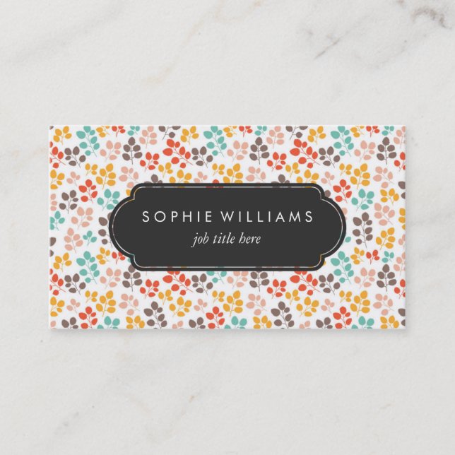 Colorful Botanical Leaf Business Card (Front)