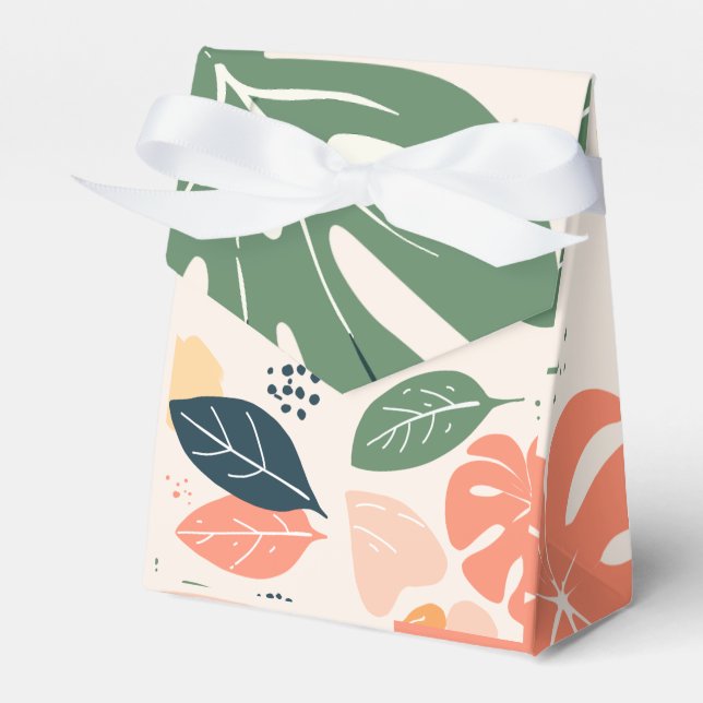 Colorful Botanical Leaves Pattern Favor Boxes (Front Side)