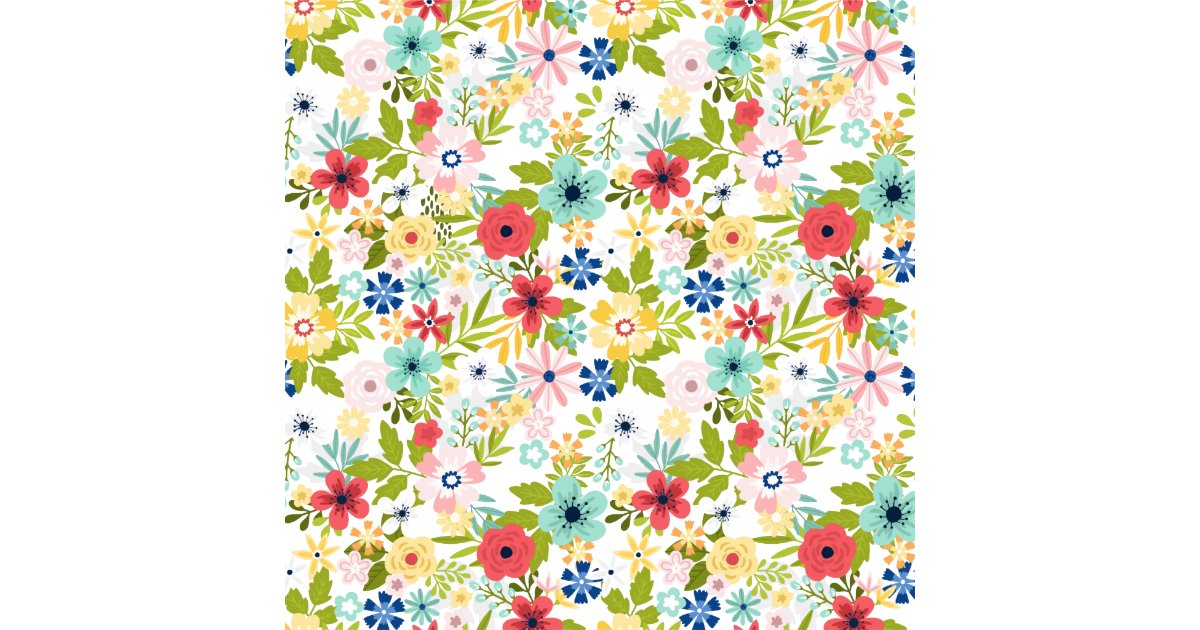 Colorful Botanical Pattern Fabric Zazzle