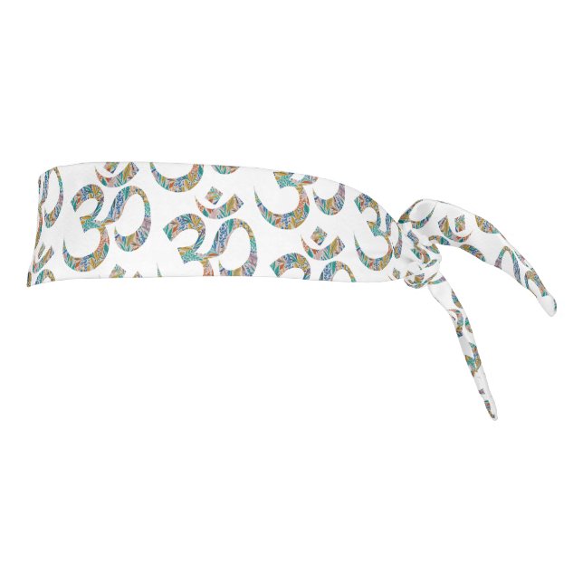 Colorful Botanical Pattern Om Symbol Tie Headband  (Rotate 90)