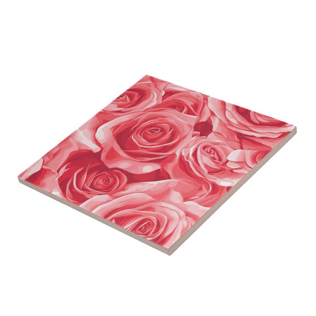 Colorful Botanical Rose Tiles  For Cozy Interior (Side)