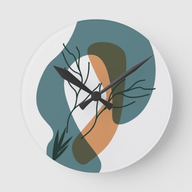 Colorful botanical shapes Round Clock (Front)