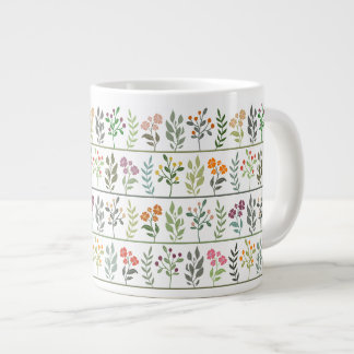 Colorful Botanical Stripe Floral Garden Art Giant Coffee Mug