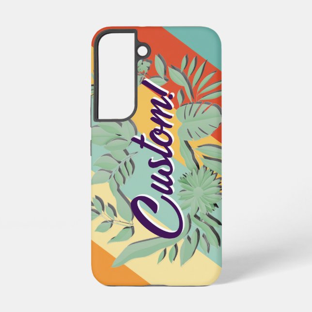 Colorful botanical vibrant text design samsung galaxy case (Back)