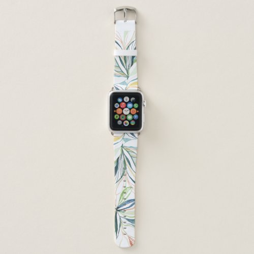 Colorful Botanical Watercolor Abstract Pattern Apple Watch Band