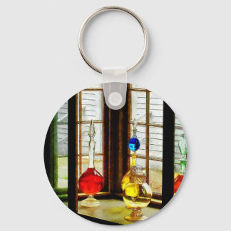 Colorful Bottles in Drug Store Window Keychain