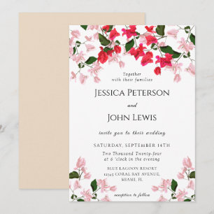 Colorful Bougainvillea Flower Wedding Invitation