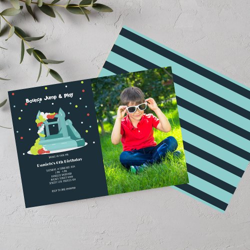 Colorful Bounce Birthday Party Photo Invitation