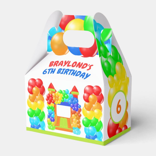 Colorful Bounce House Birthday Favor Boxes (Front Side)