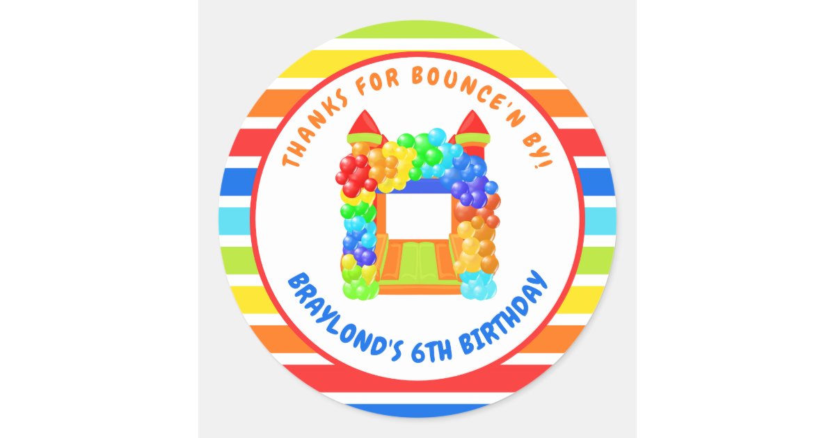 Bounce Sticker Colorful Bounce House Party Classic Round Sticker | Zazzle