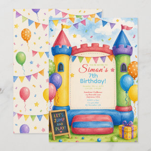 Colorful Bouncy Castle Party Invitation