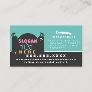 Colorful Bouncy House Party Carnival Rentals    Business Card