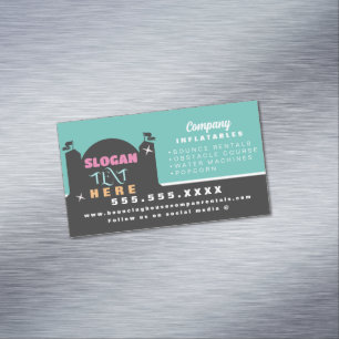 Colorful Bouncy House Party Carnival Rentals     Business Card Magnet
