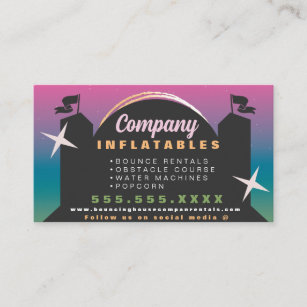 Colorful Bouncy House Party Carnival Rentals Ombre Business Card