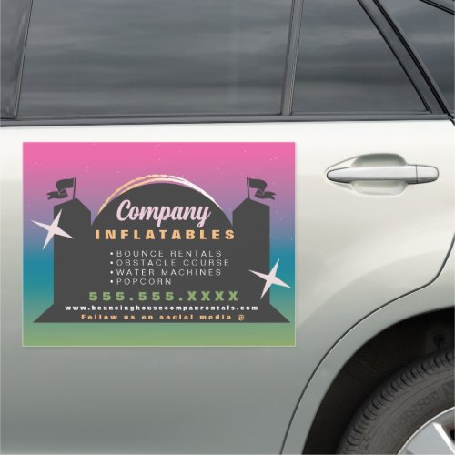 Colorful Bouncy House Party Carnival Rentals Ombre Car Magnet