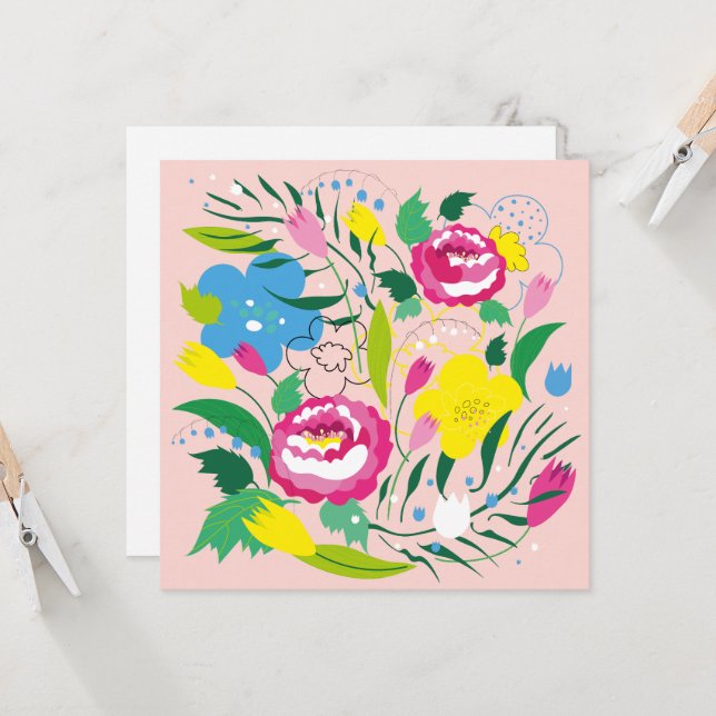 Colorful bouquet. invitation (Front/Back In Situ)