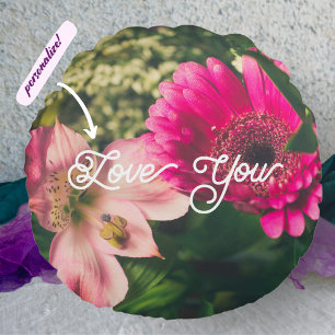  Colorful bouquet of flowers Round Pillow