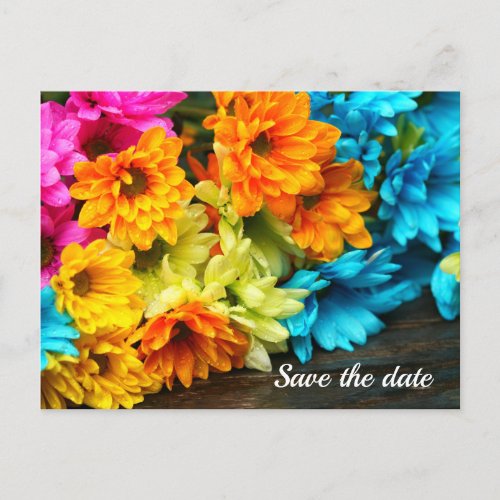 Colorful Bouquet Save The Date Postcard