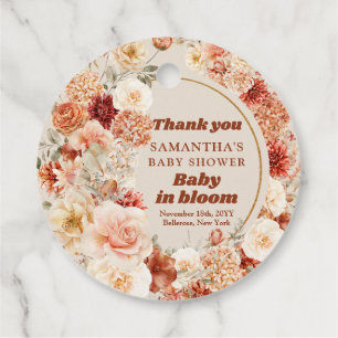Colorful bouquet terracotta blush deep red floral  favor tags