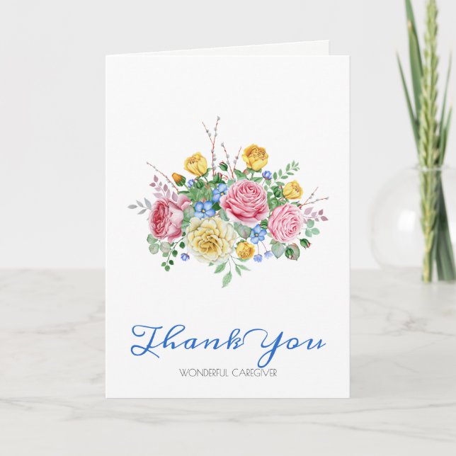 Colorful Bouquet Thank You Card (Front)