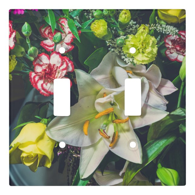 Colorful bouquet with lily light switch cover (Front)